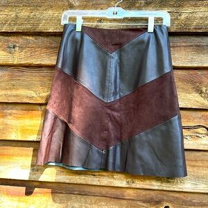 Zara basics mini skirt faux suede and leather zip back 70s looking